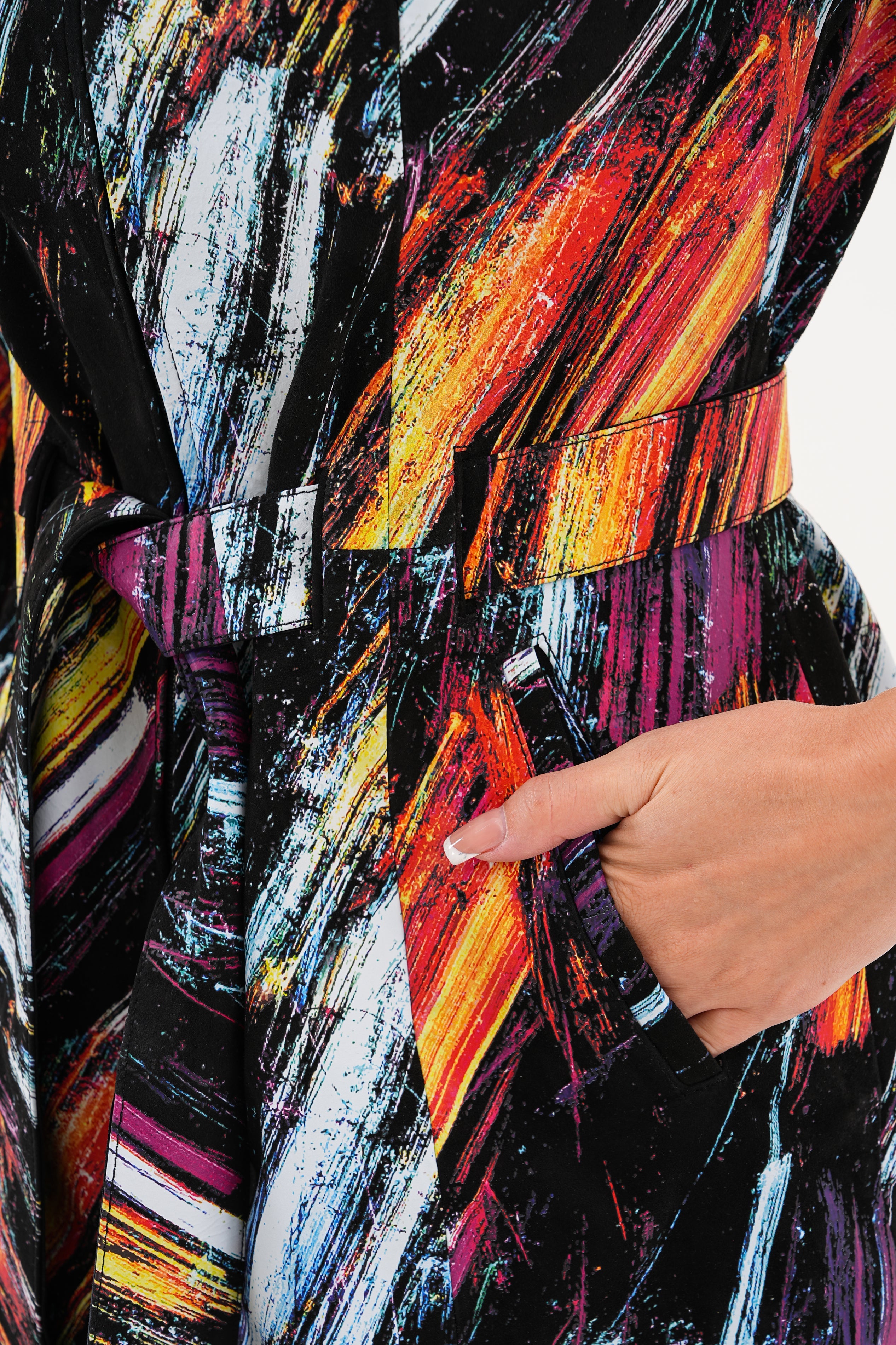 The Mirage Brushstroke Multicolor Leather Women Jacket