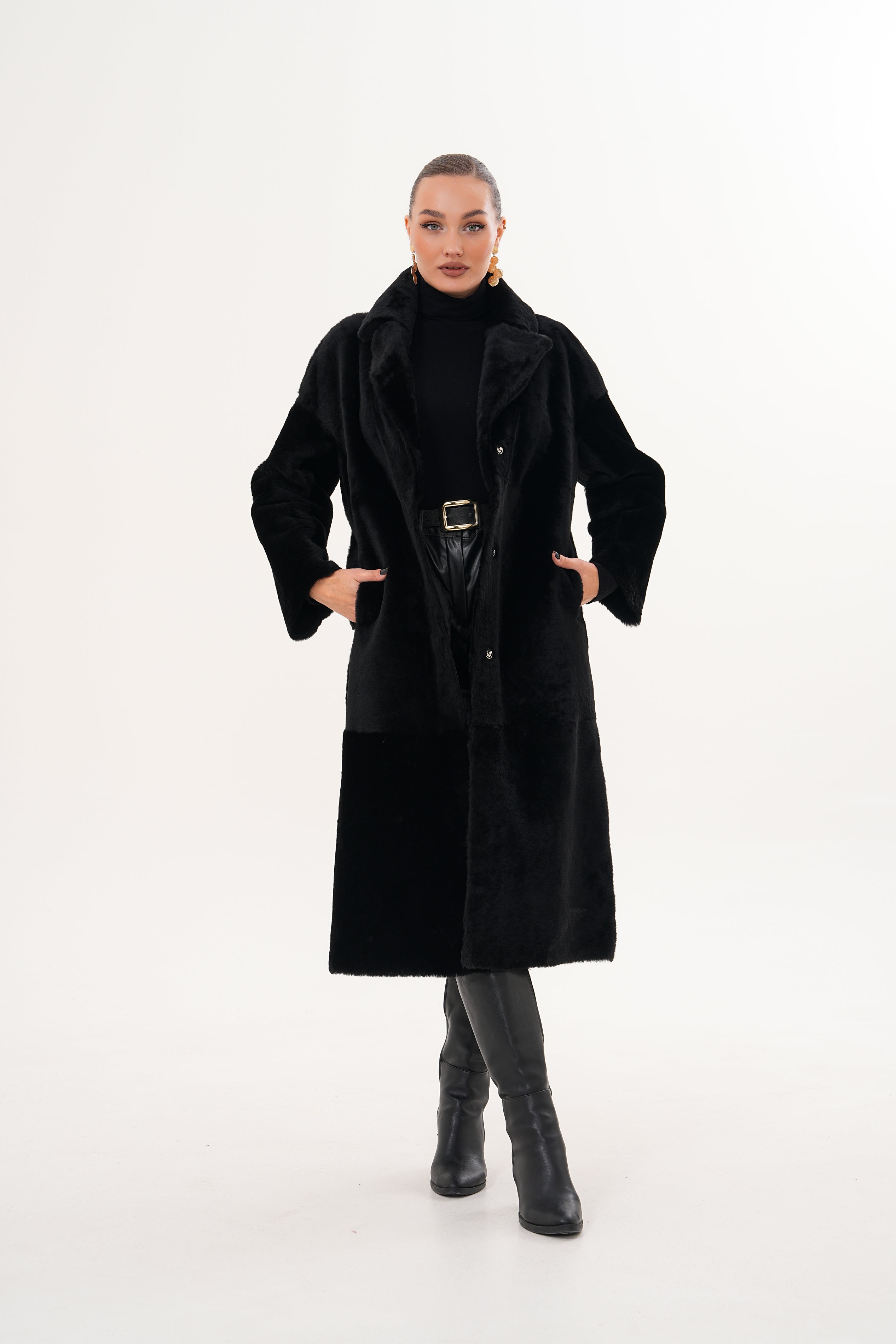 The Emilia Black Reversible Shearling Leather Women Jacket