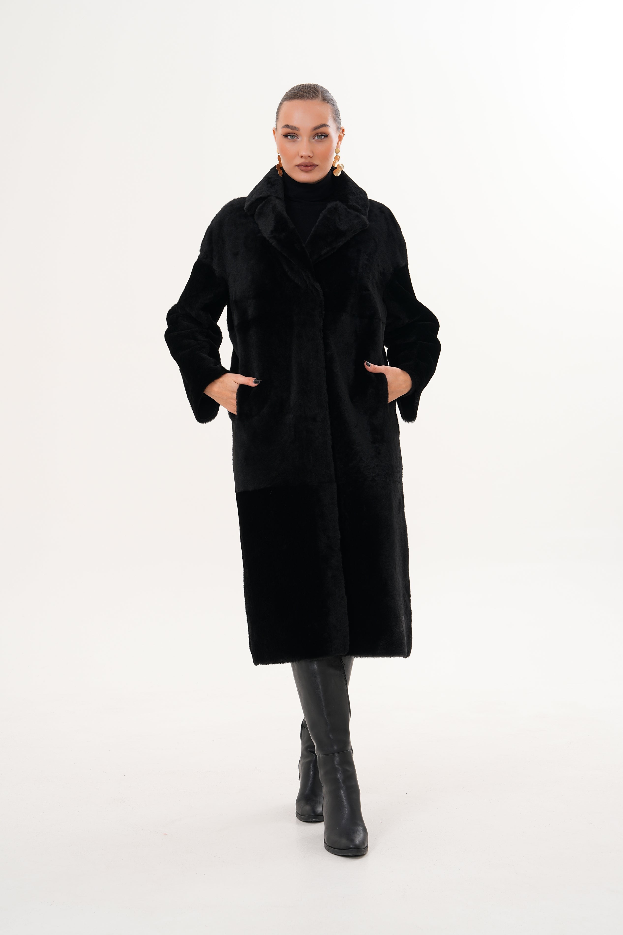 The Emilia Black Reversible Shearling Leather Women Jacket
