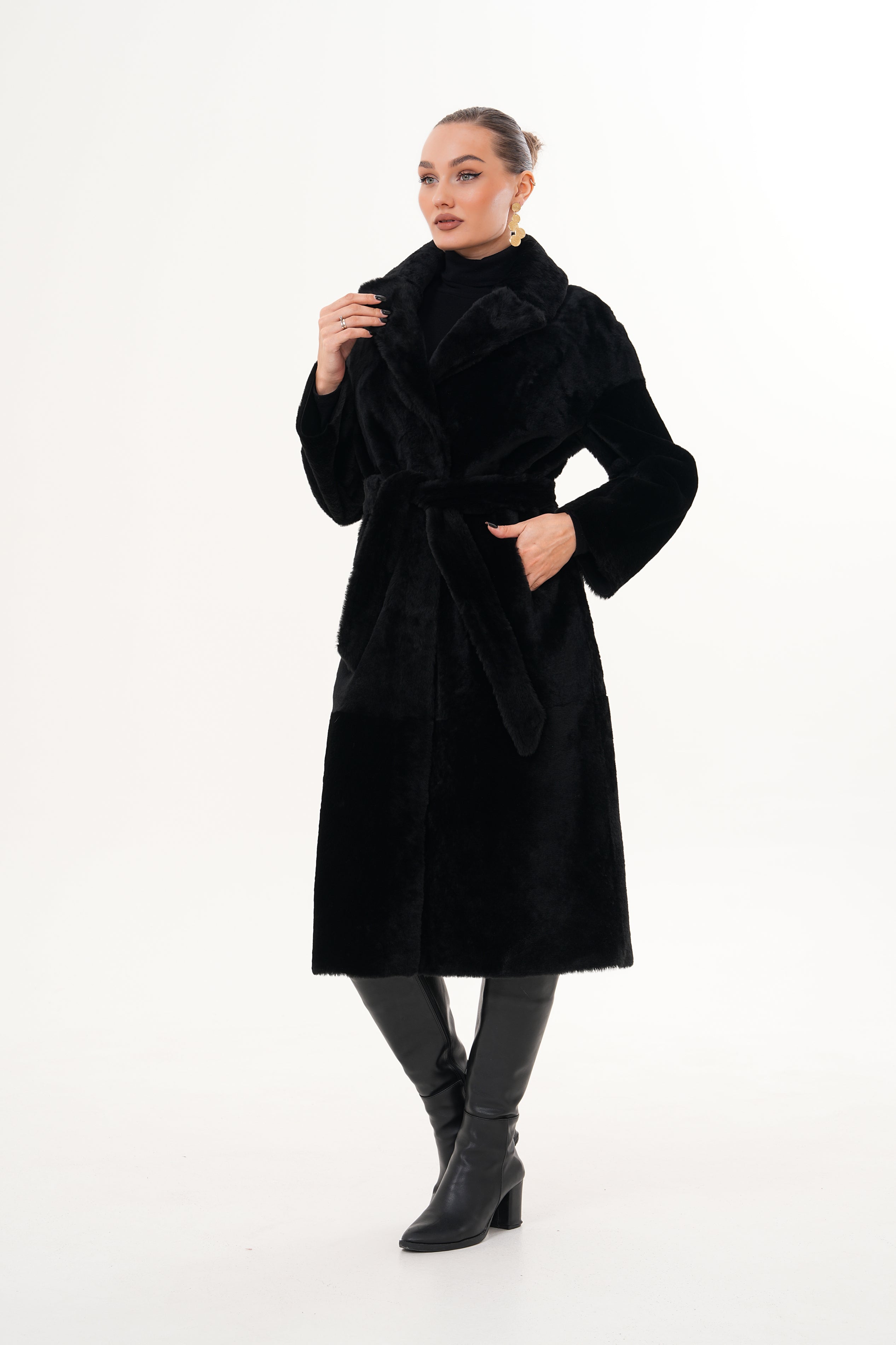 The Emilia Black Reversible Shearling Leather Women Jacket