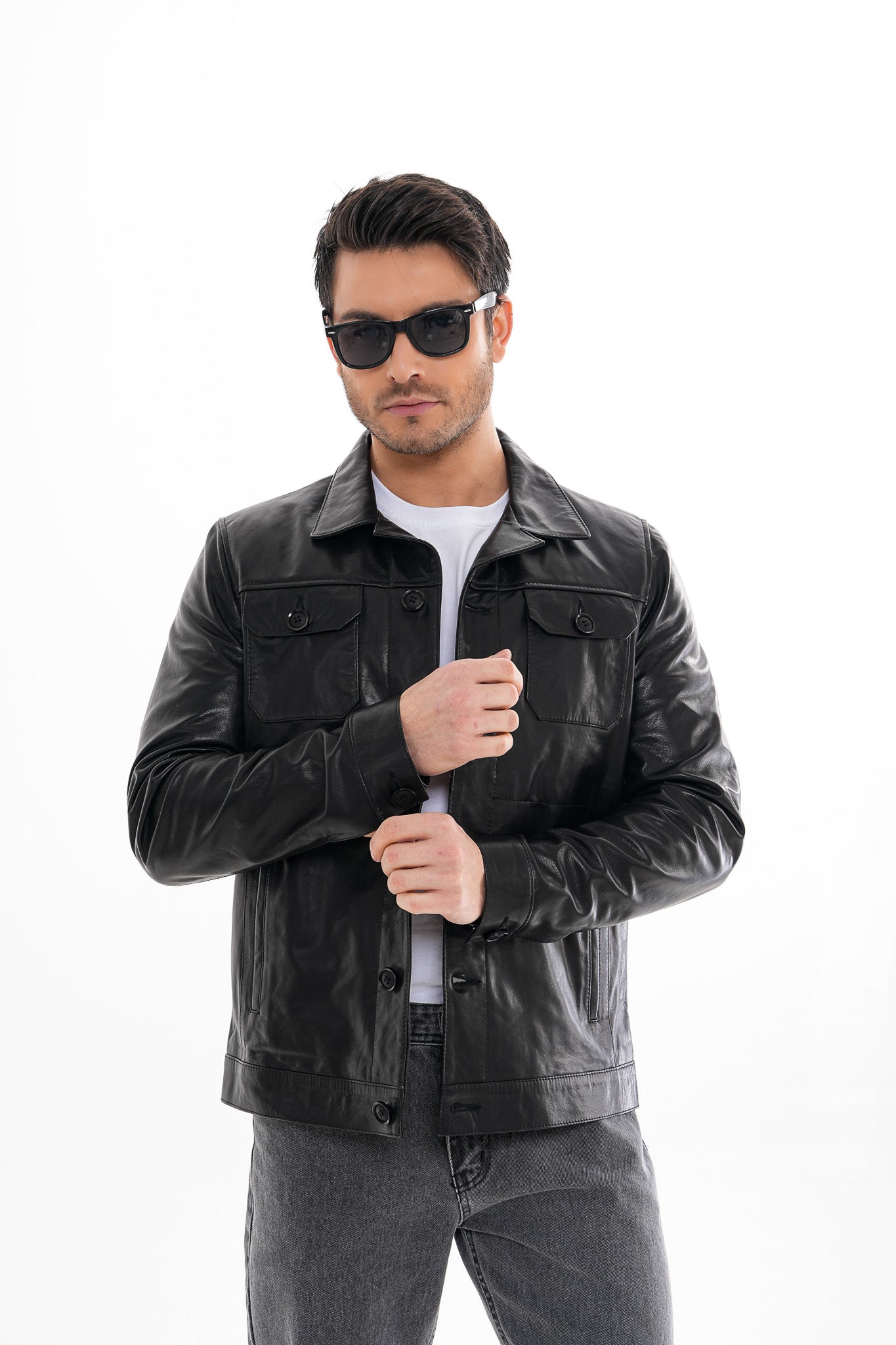 The Azzuro Black Leather Men Jacket