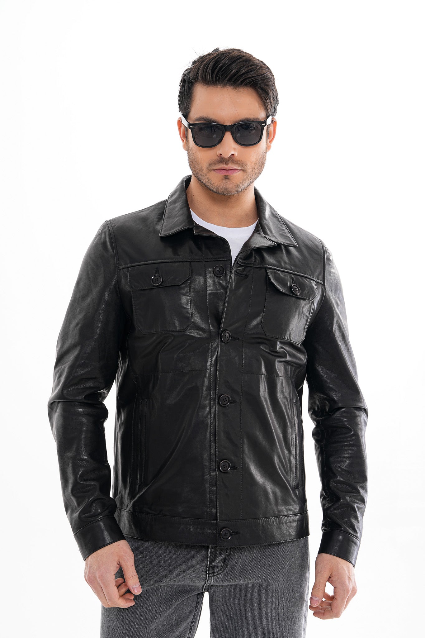 The Azzuro Black Leather Men Jacket