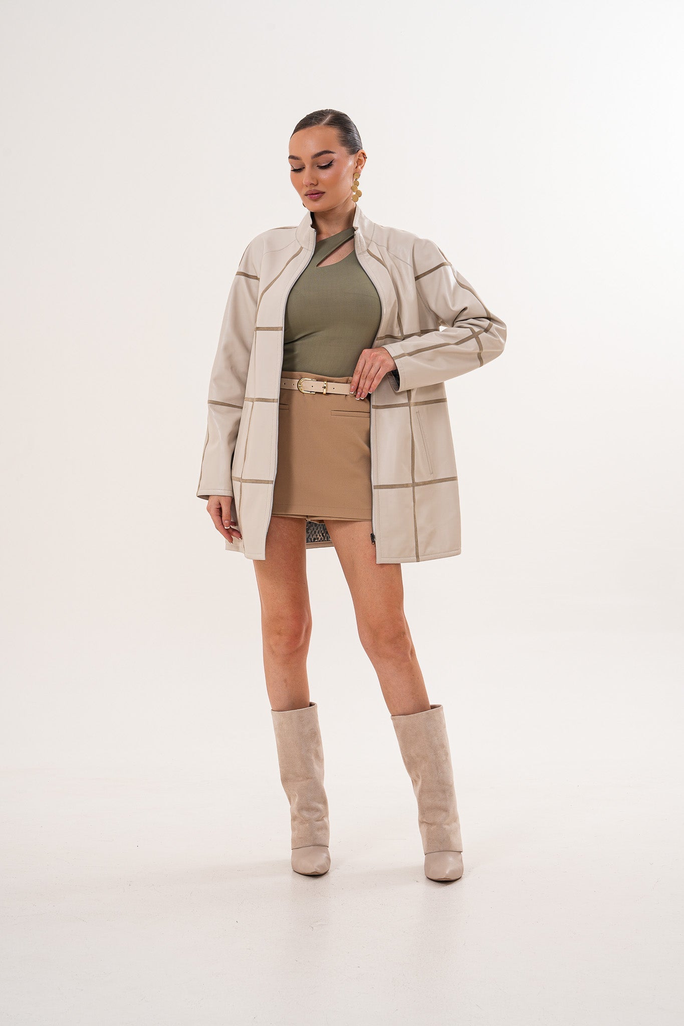 The Prado Reversible Cream Leather Women Jacket