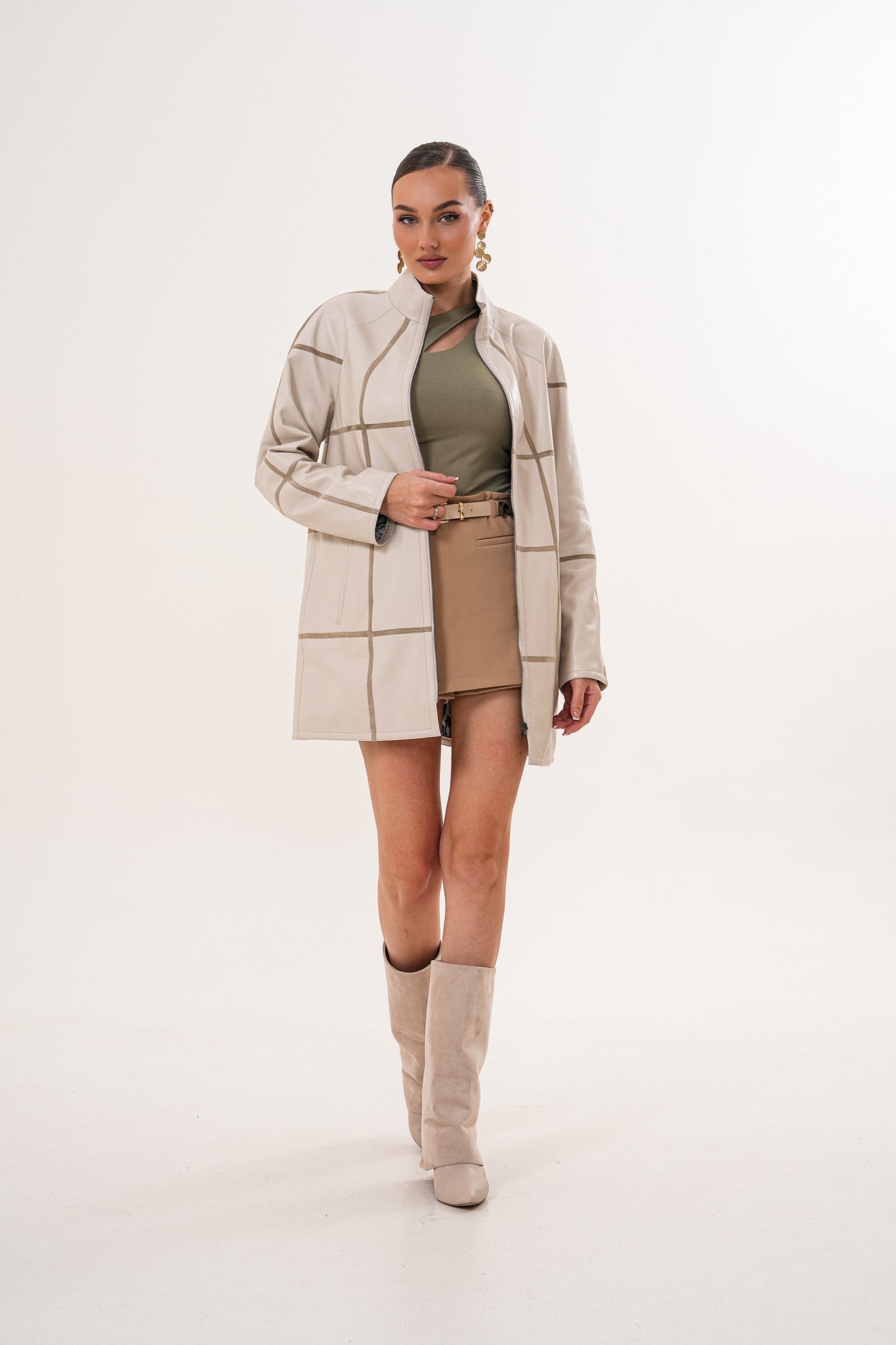 The Prado Reversible Cream Leather Women Jacket