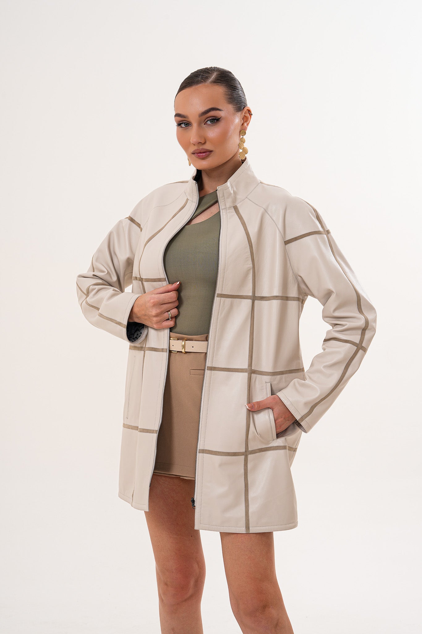 The Prado Reversible Cream Leather Women Jacket