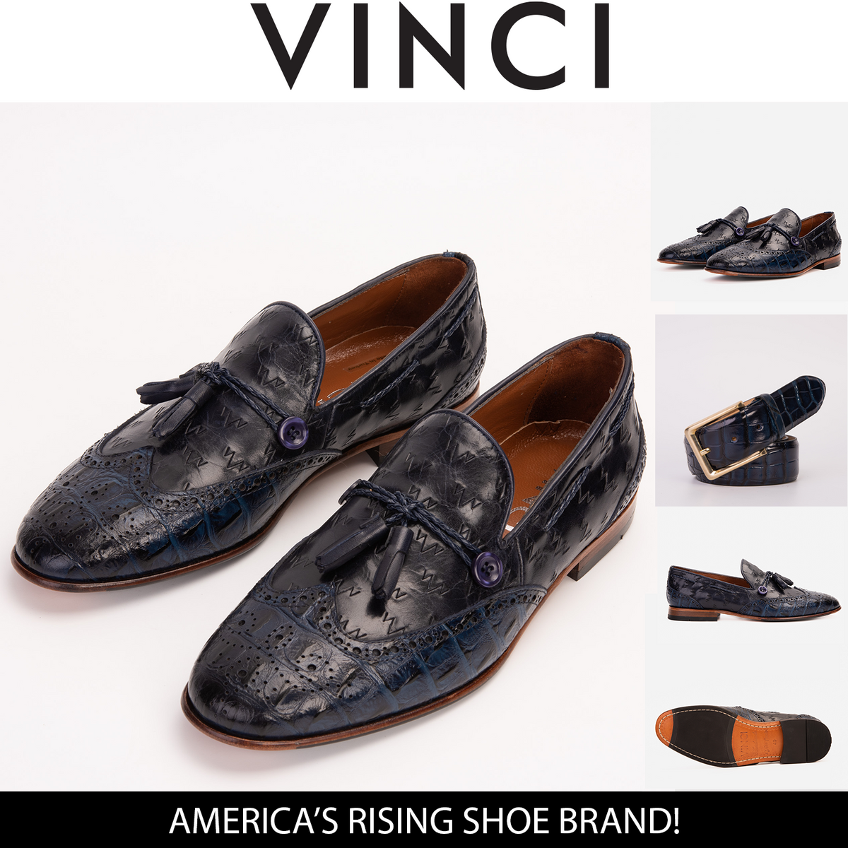 Vinci Leather The Istanbul Navy Blue Leather Tassel Loafer Men Shoe – product view 9