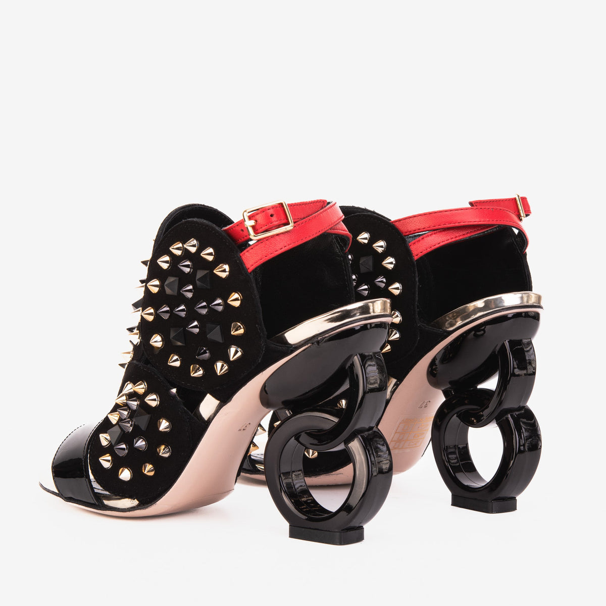 Vinci Leather The Infanta Black Spike Leather Ankle Strap Women Sandal – product view 4