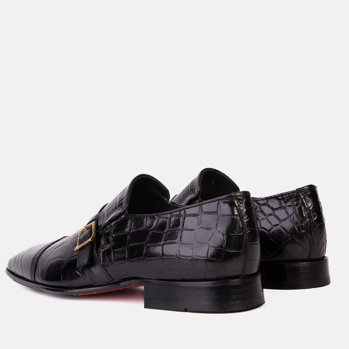 Vinci Leather The Strat Single Monk Strap Cap Toe Black Leather Handmade Men Shoe – product view 5