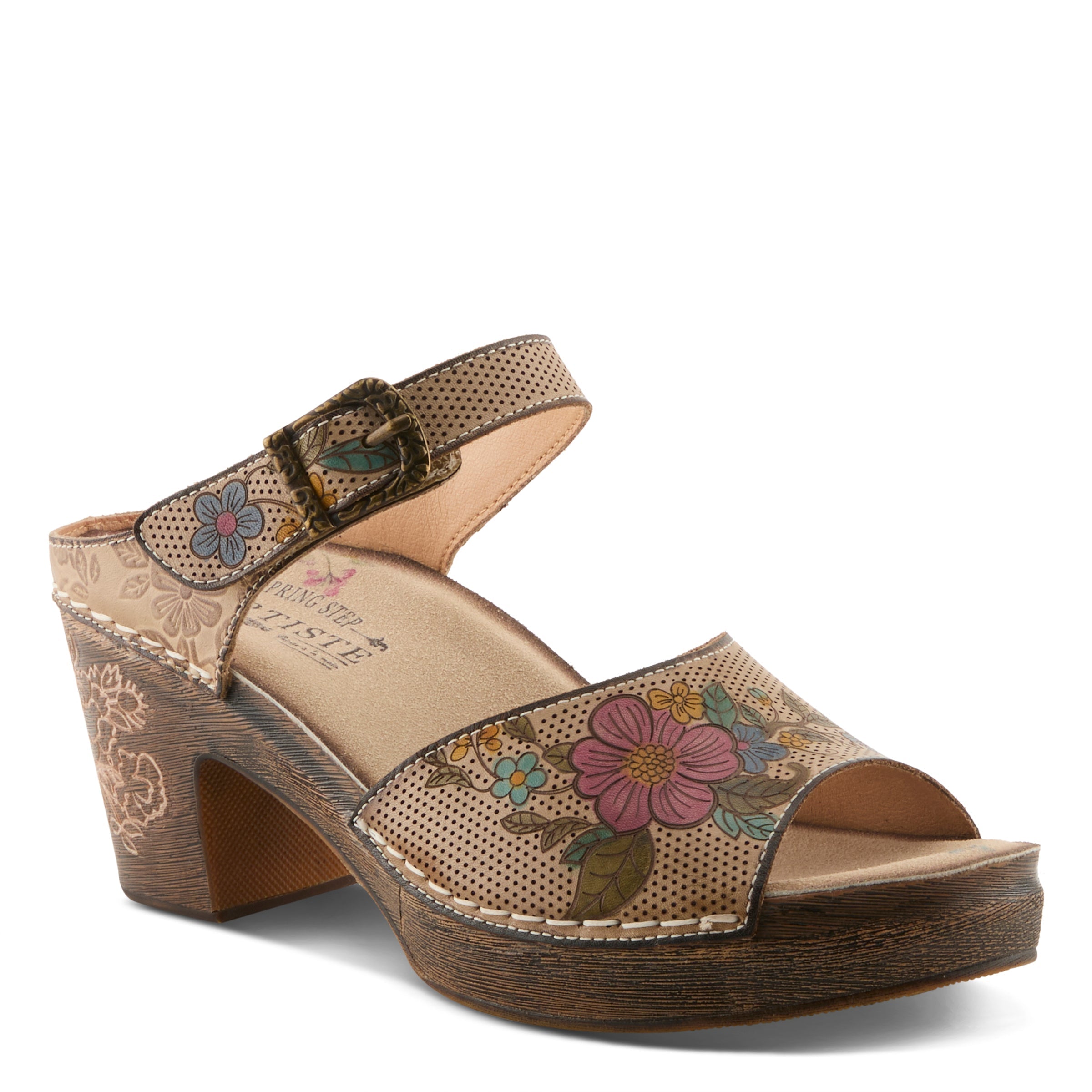 L'Artiste L'ARTISTE JAPHETTE SANDALS sandal in beige multi with handcrafted leather design