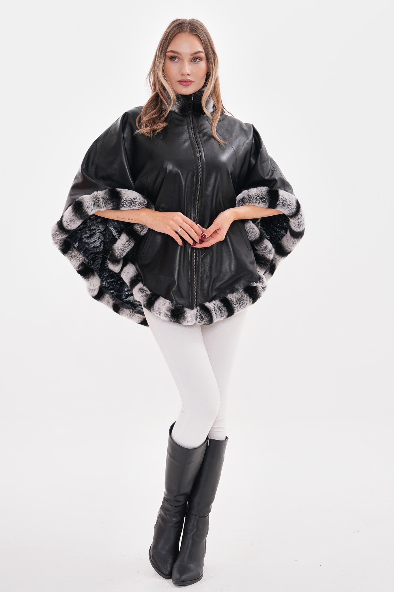 The Glacier Black Reversible Leather Women Jacket