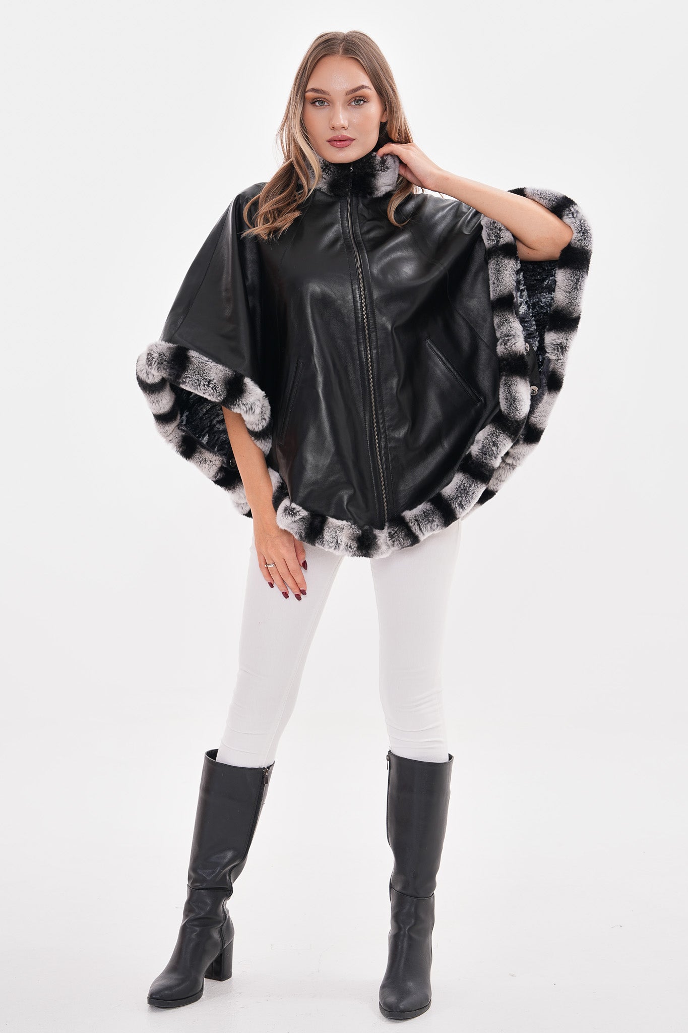 The Glacier Black Reversible Leather Women Jacket