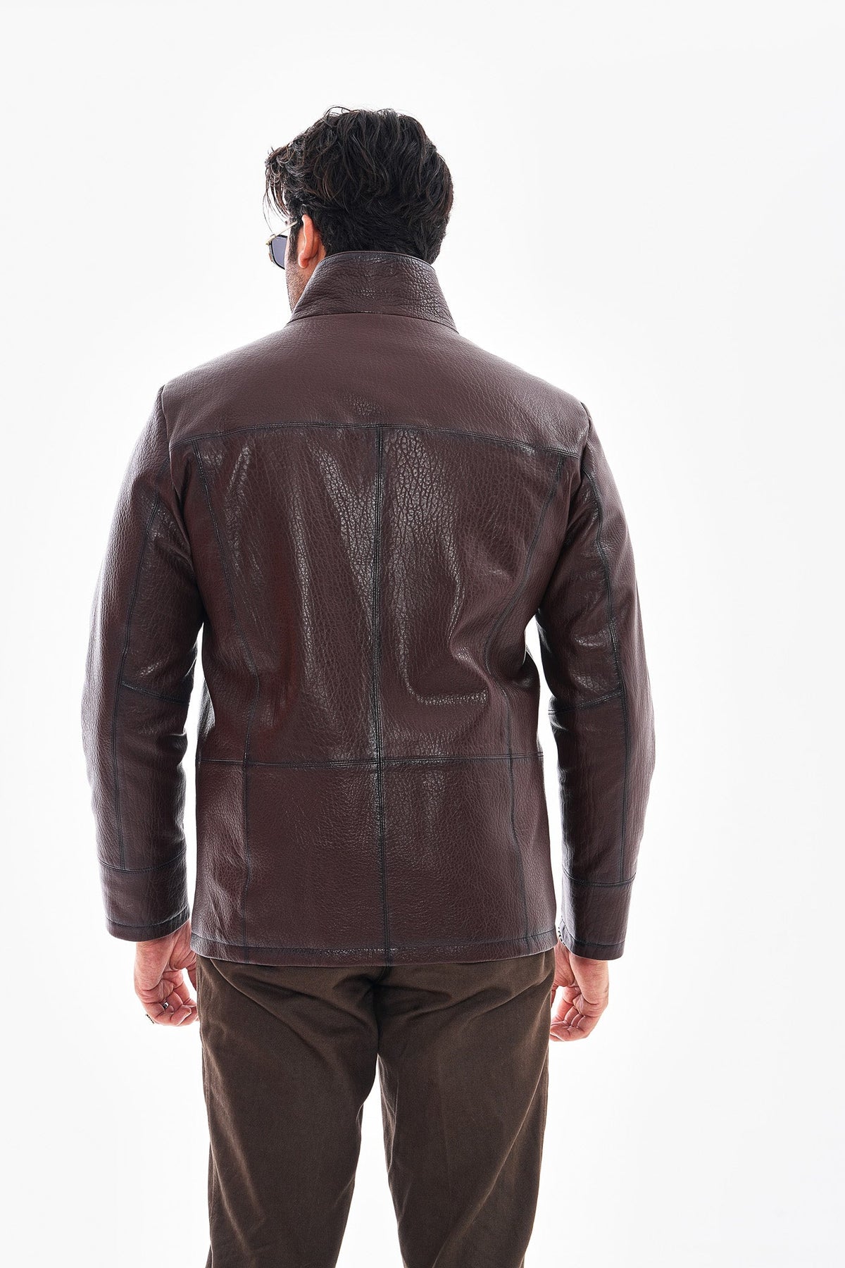 Vinci Leather The Nero Coffee Brown Leather Men Jacket – product view 3