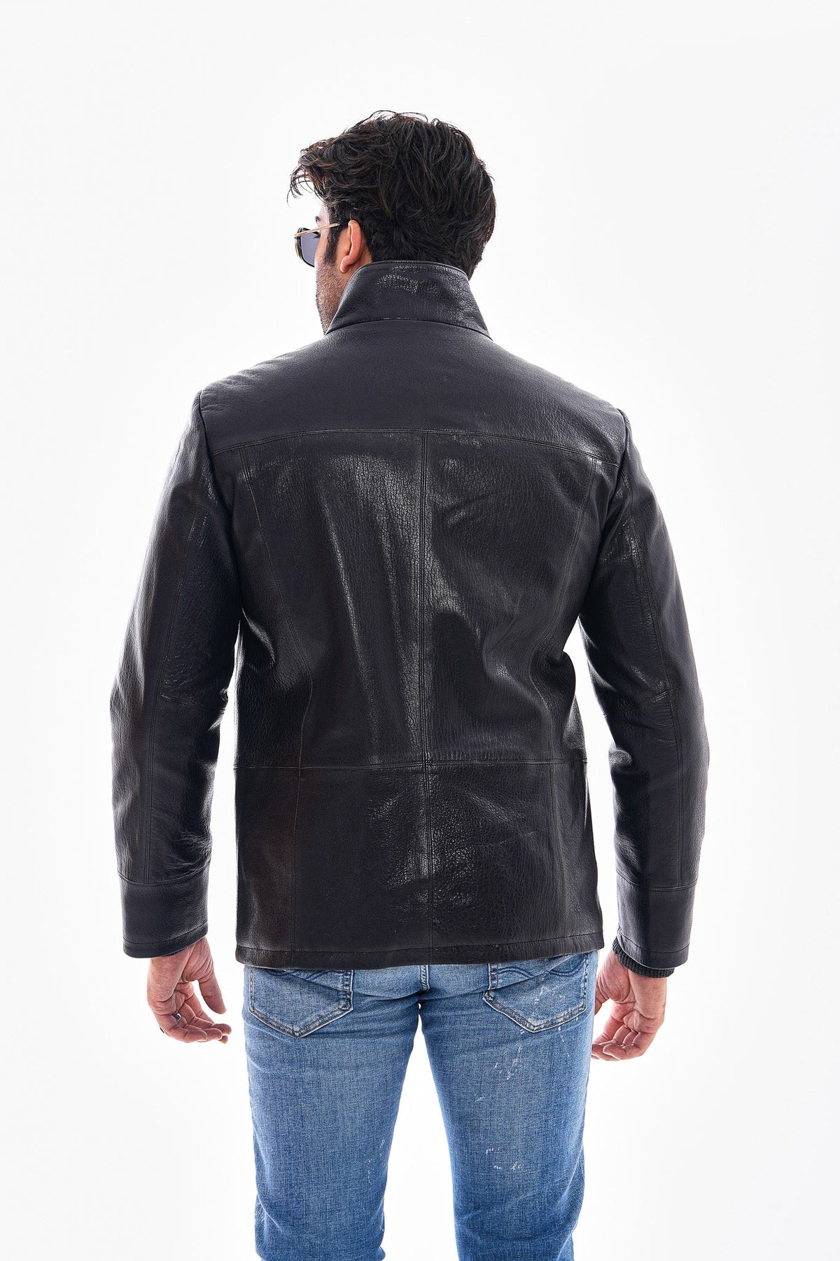 Vinci Leather The Nero Black Leather Men Jacket – product view 4