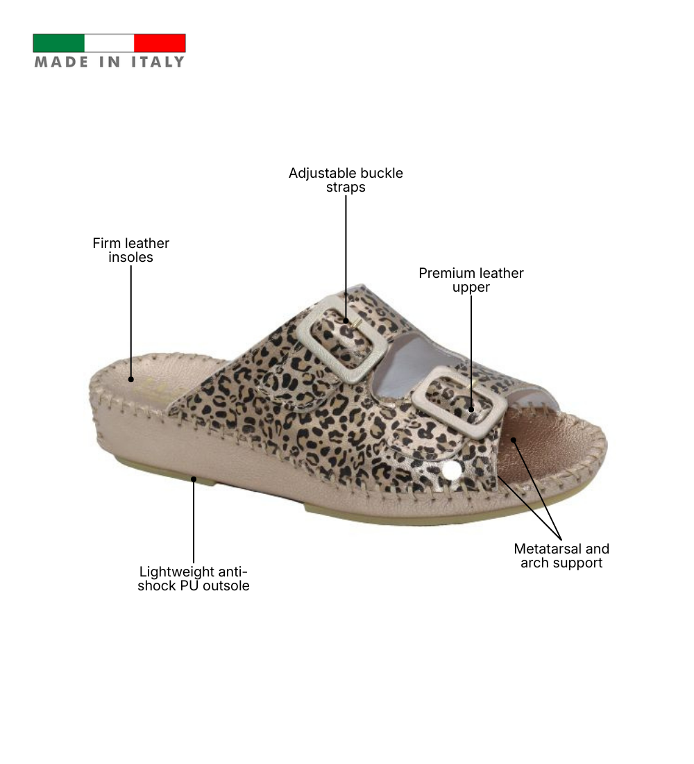 Jen Animal Print Leather Slide