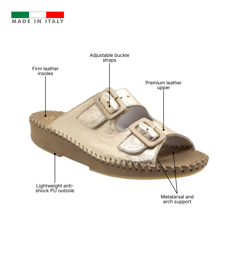 Jen Metallic Leather Slide