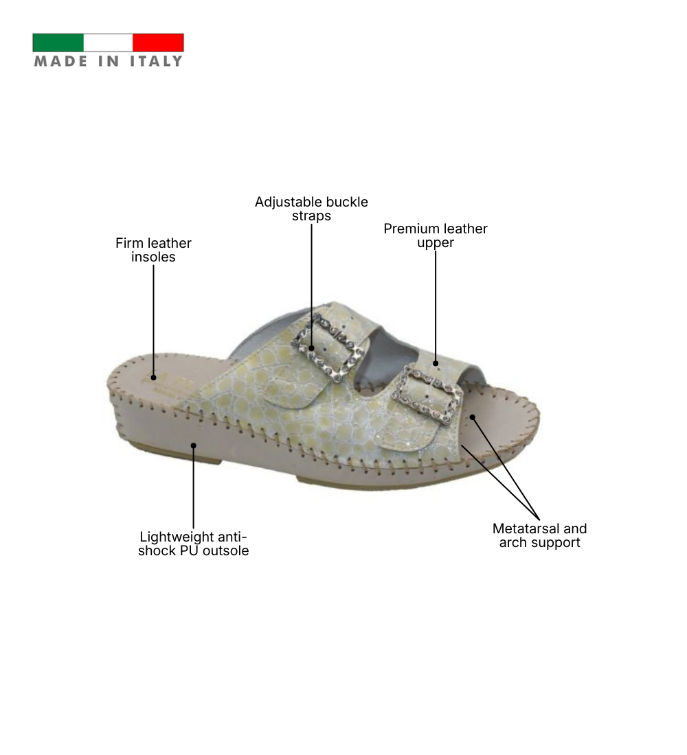 Jen Rhinestone Leather Slide