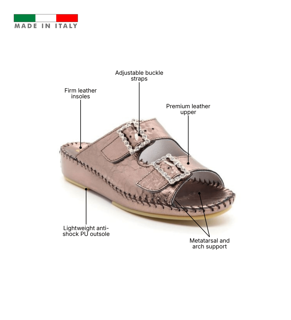 Jen Rhinestone Leather Slide