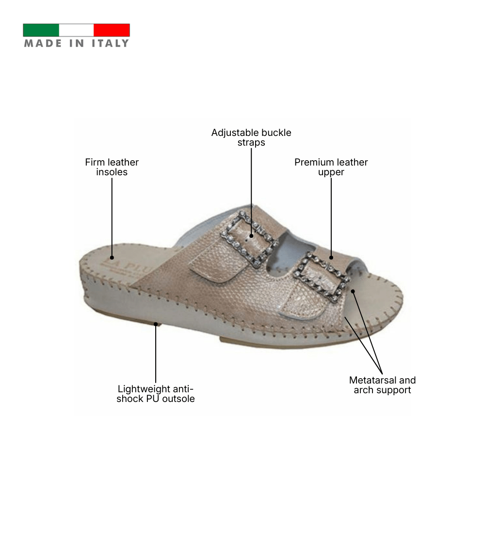Jen Rhinestone Leather Slide