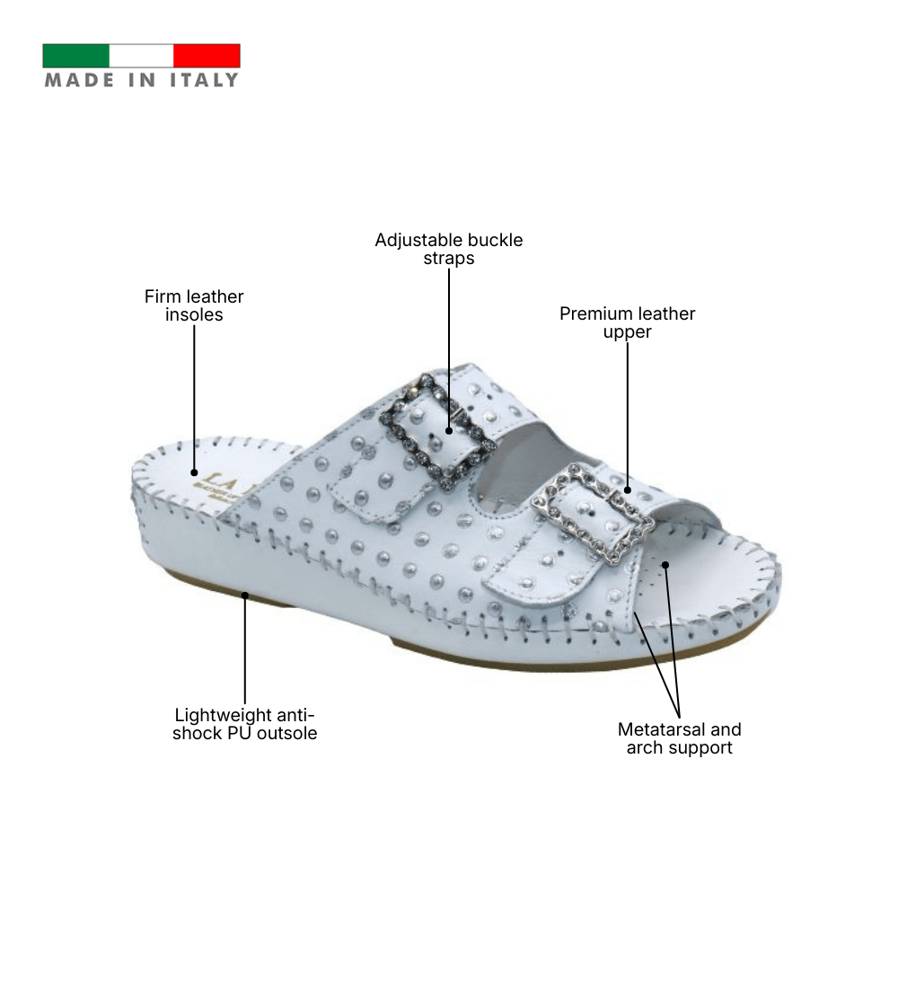 Jen Rhinestone Leather Slide