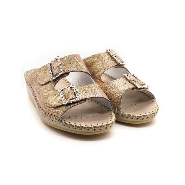 Jen Rhinestone Leather Slide