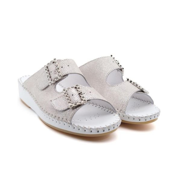Jen Rhinestone Leather Slide