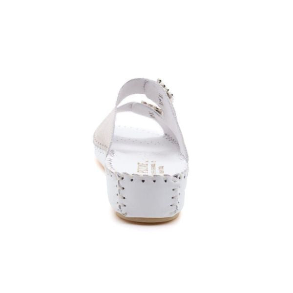 Jen Rhinestone Leather Slide