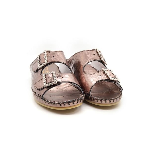 Jen Rhinestone Leather Slide