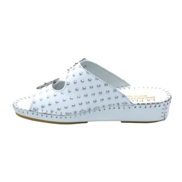 Jen Rhinestone Leather Slide