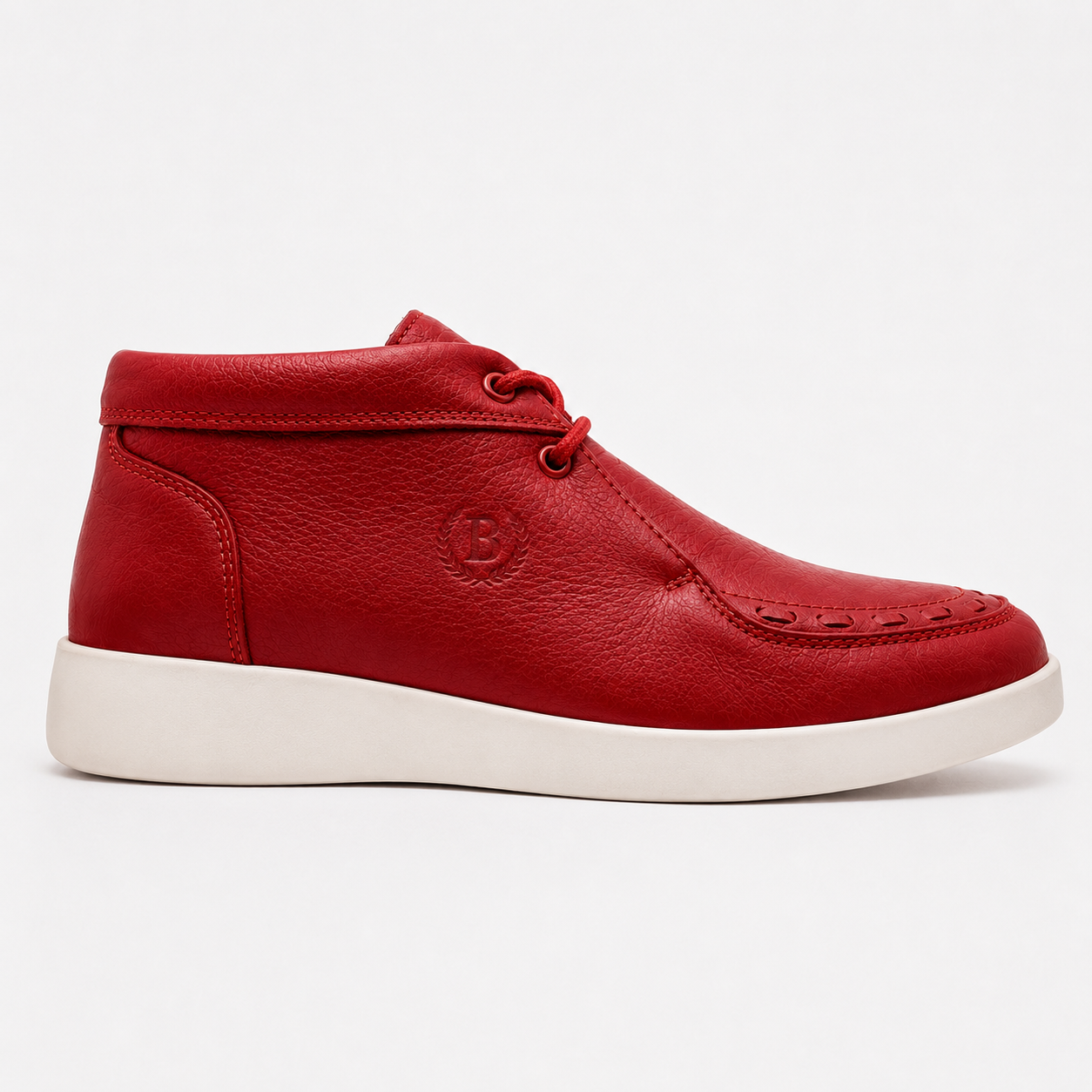 Johnny Famous Soho Men's Red Nappa Leather High-Top Sneakers | Retro Bally-Inspired