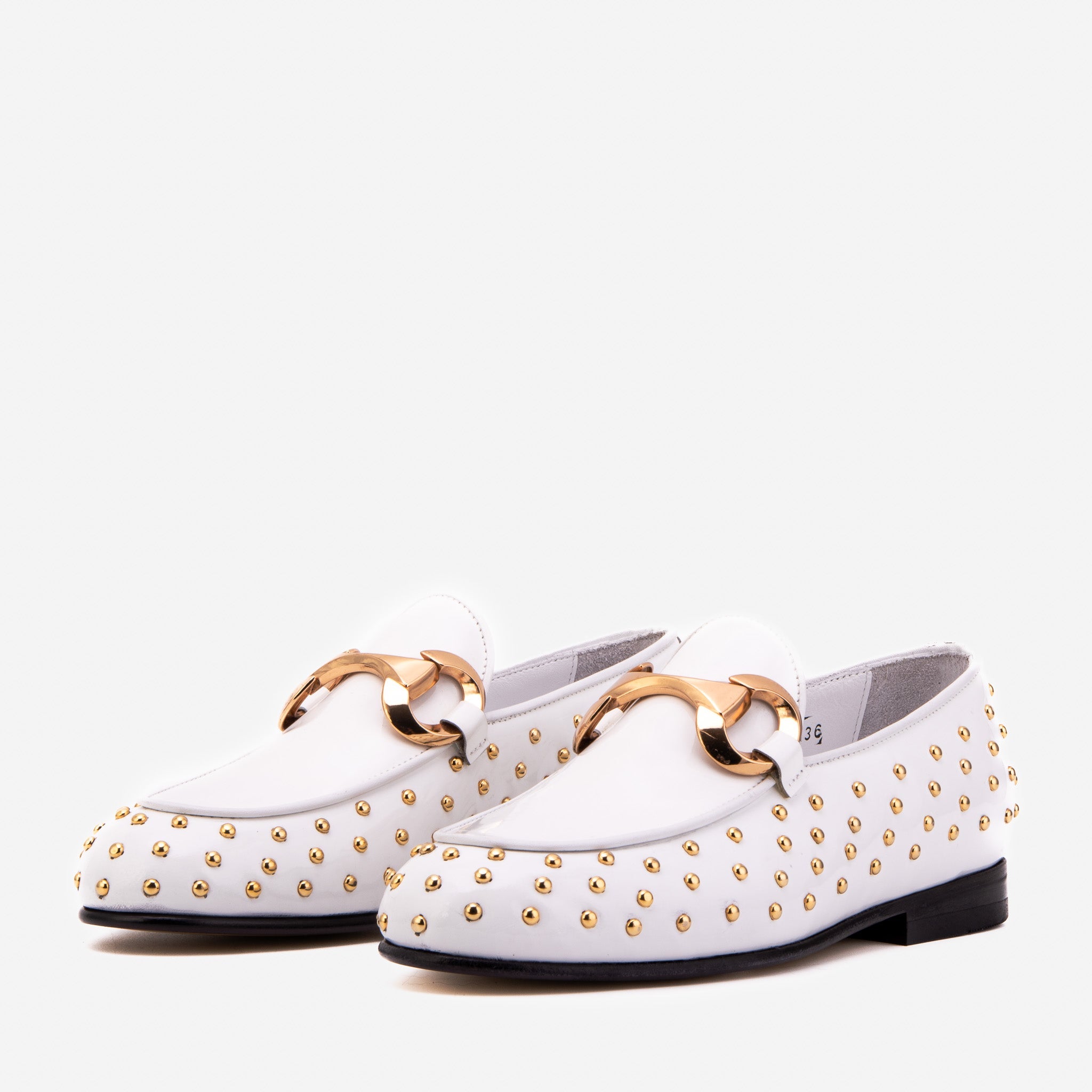 The Jupiter Shoe White Spike Leather Bit Dress Loafer Limited Edition Women Shoe