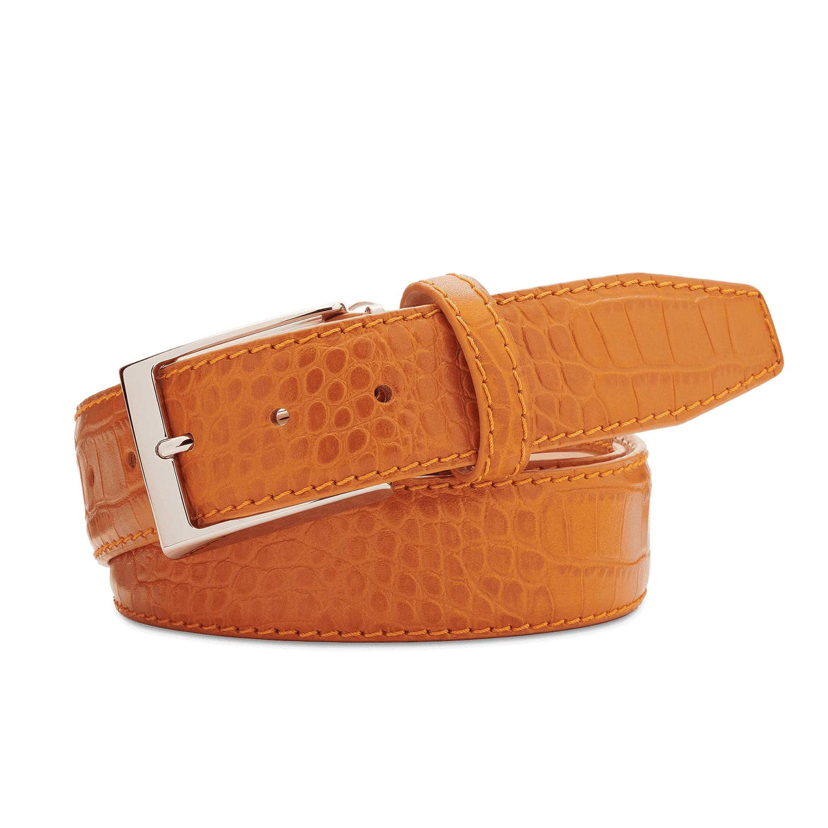 Justin Orange Mock Croc Leather Belt