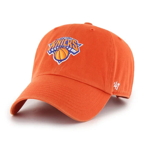 47 Brand New York Knicks Clean Up Mens Strapback Hat — Orange (ORD)