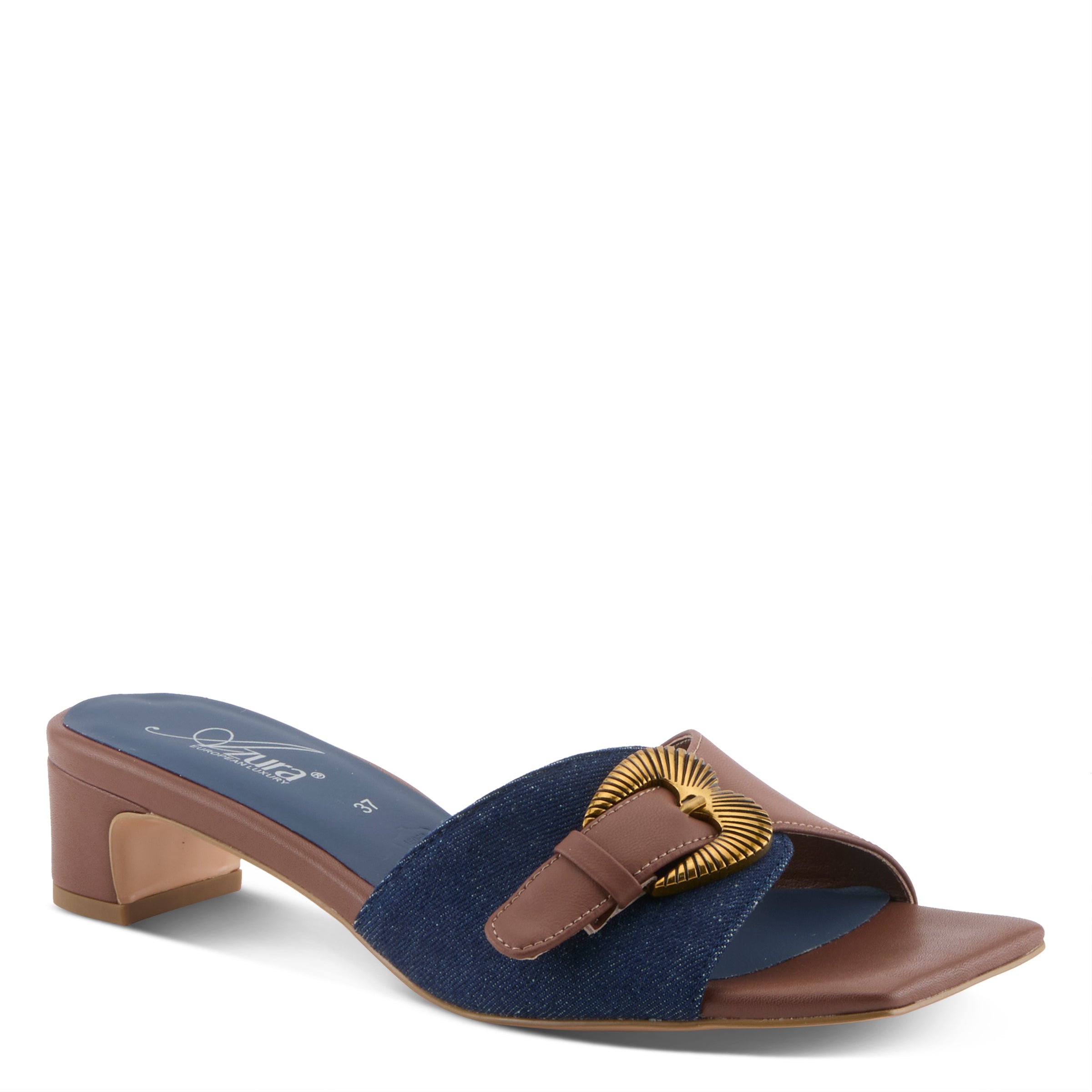 Azura Karmela women's slide sandal in beige multi with leather upper