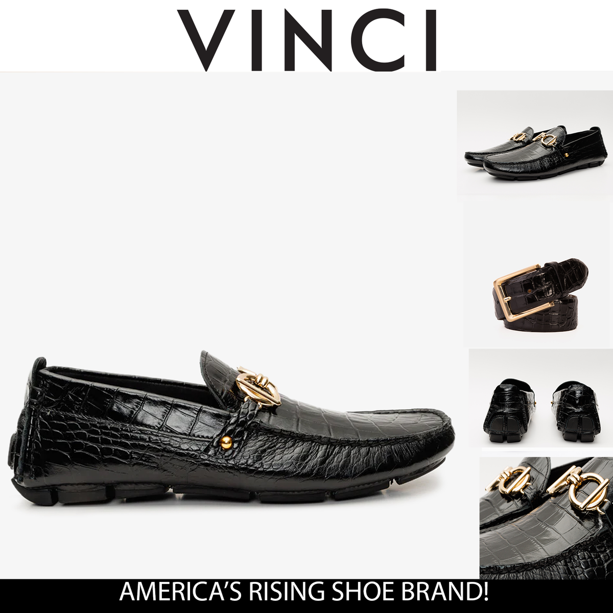 Vinci Leather The Pisa Black Leather Bit Drive Loafer Men Shoe – product view 5