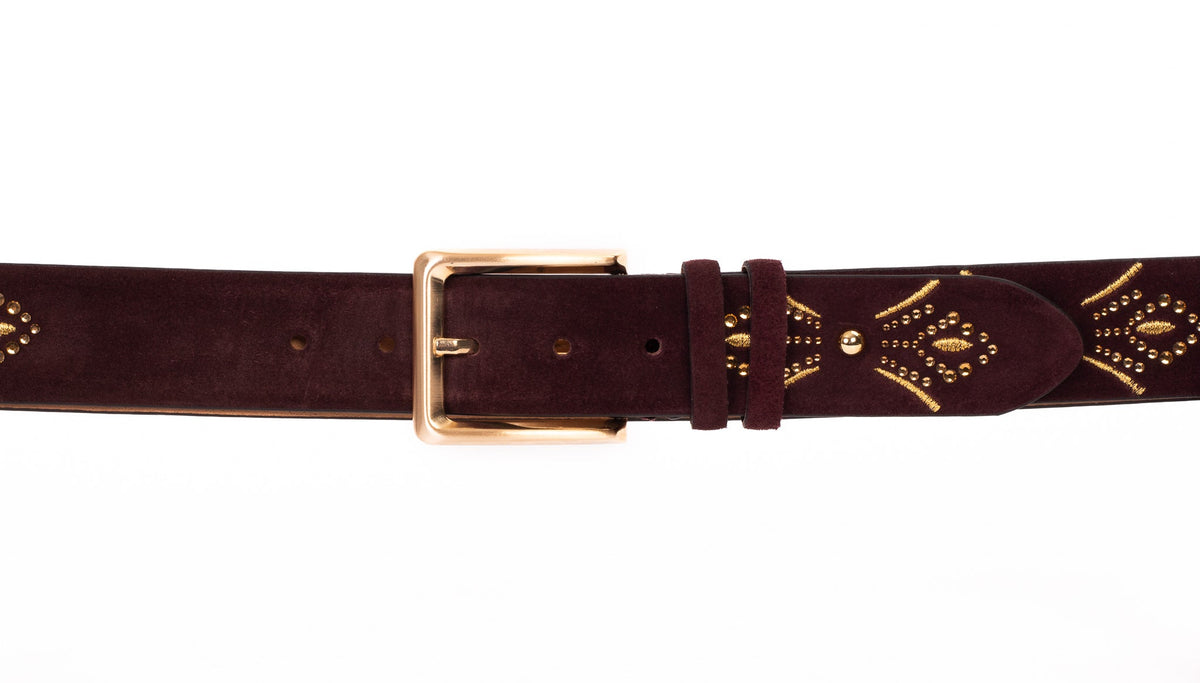 Vinci Leather The Lazio Burgundy Suede Leather Belt – product view 2