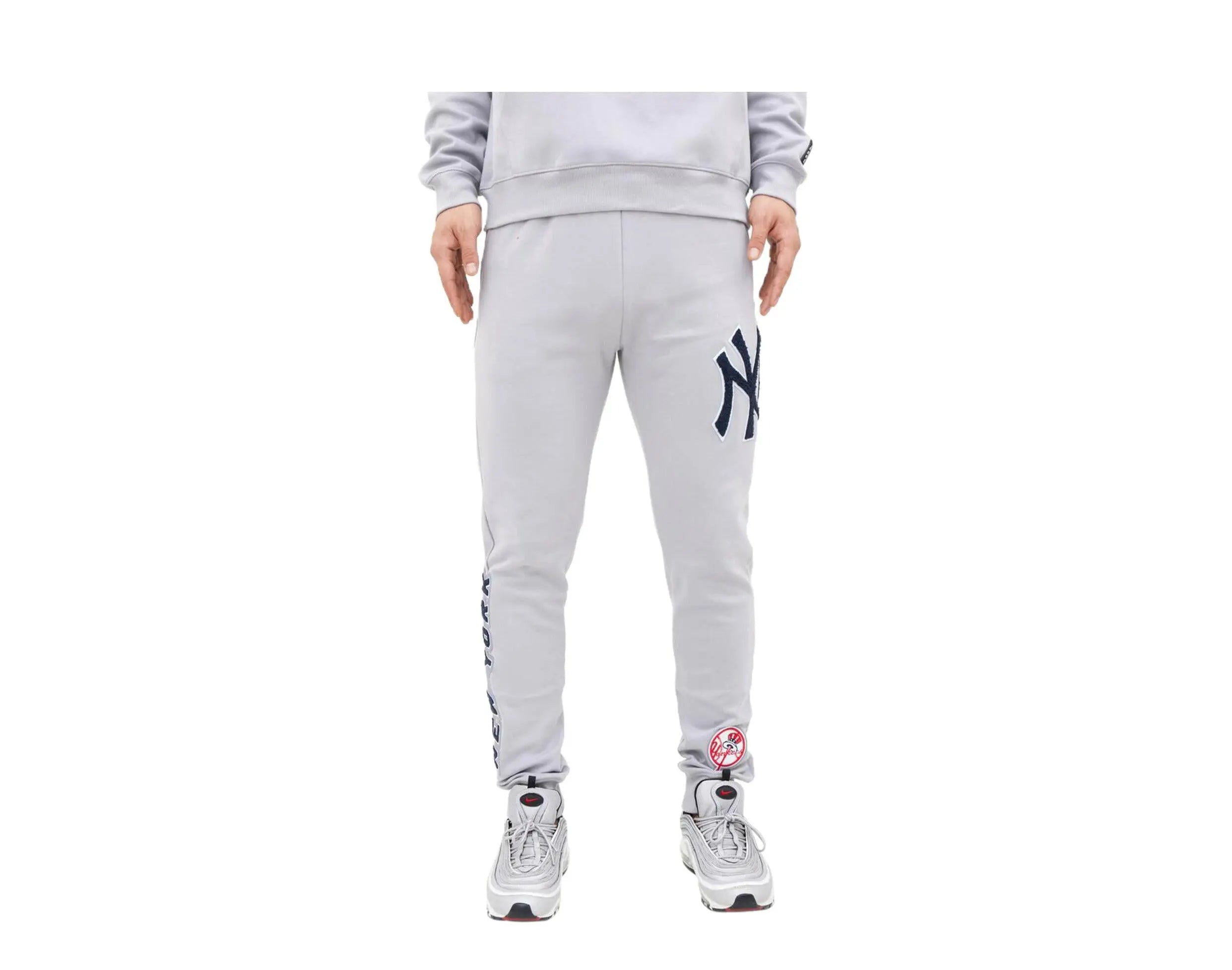 Pro Standard New York Yankees Classic Chenille Men's Jogger Pants — Grey/Navy