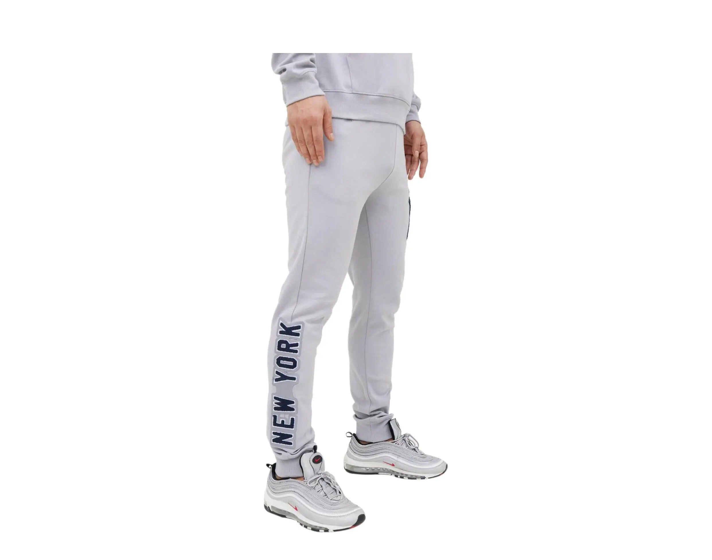Pro Standard New York Yankees Classic Chenille Men's Jogger Pants — Grey/Navy