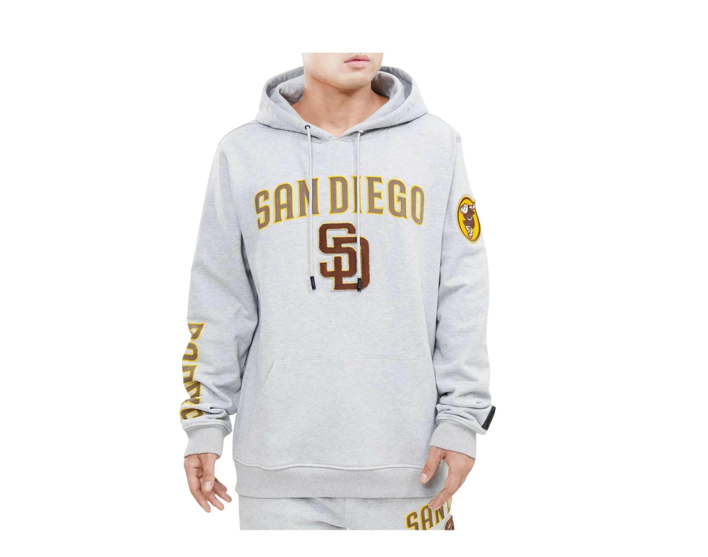 Pro Standard MLB San Diego Padres Stacked Logo Pullover Men's Hoodie — Heather Grey