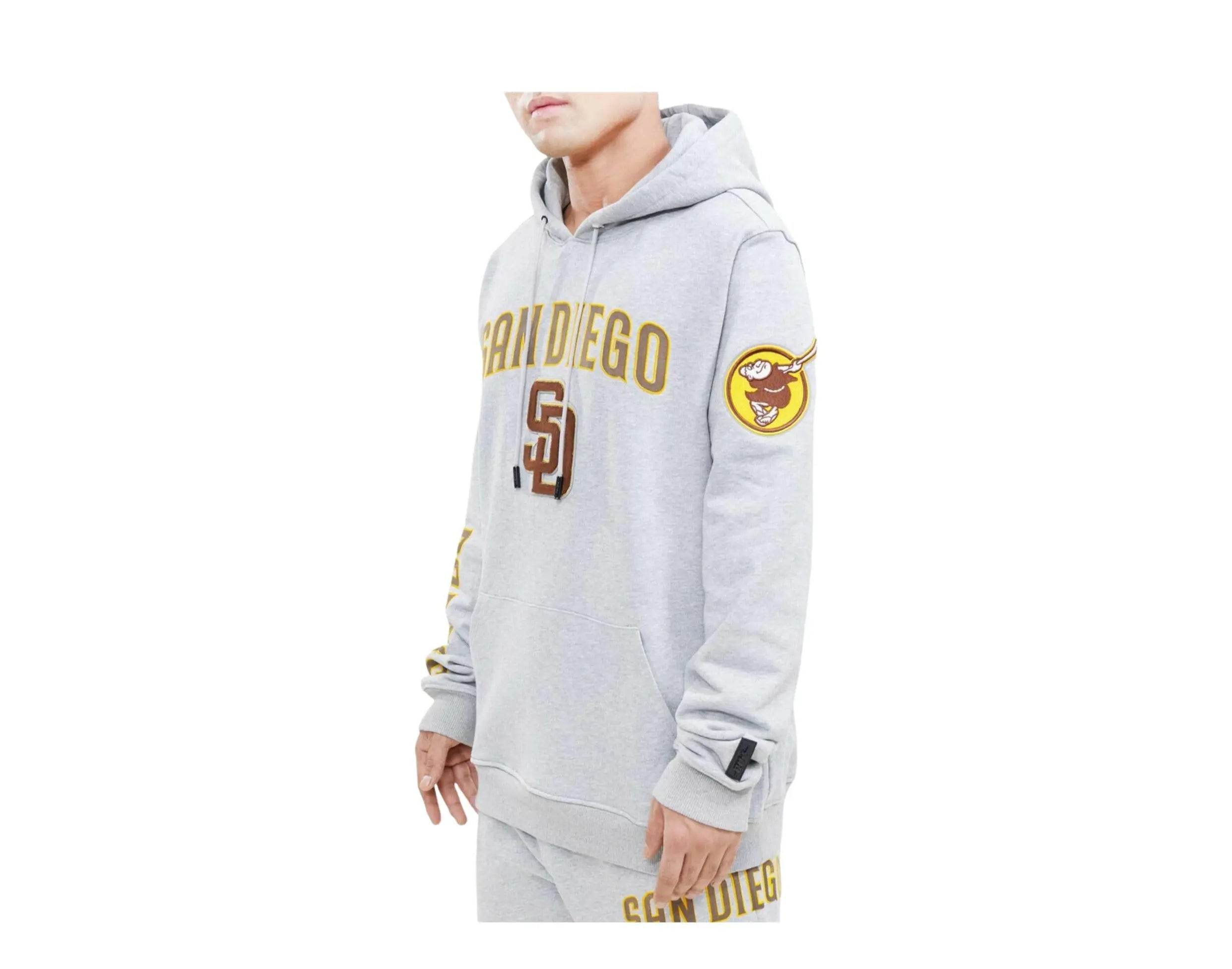 Pro Standard MLB San Diego Padres Stacked Logo Pullover Men's Hoodie — Heather Grey