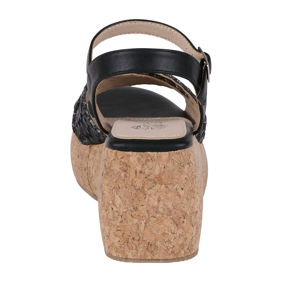 Lucy Black Cross Strap Slingback Platform Sandals – rear view