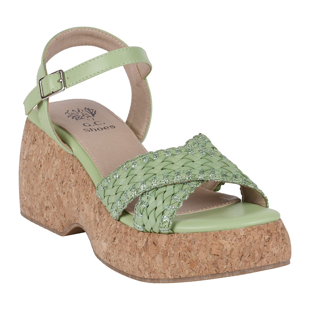 Lucy Green Cross Strap Slingback Platform Sandals – product view 1