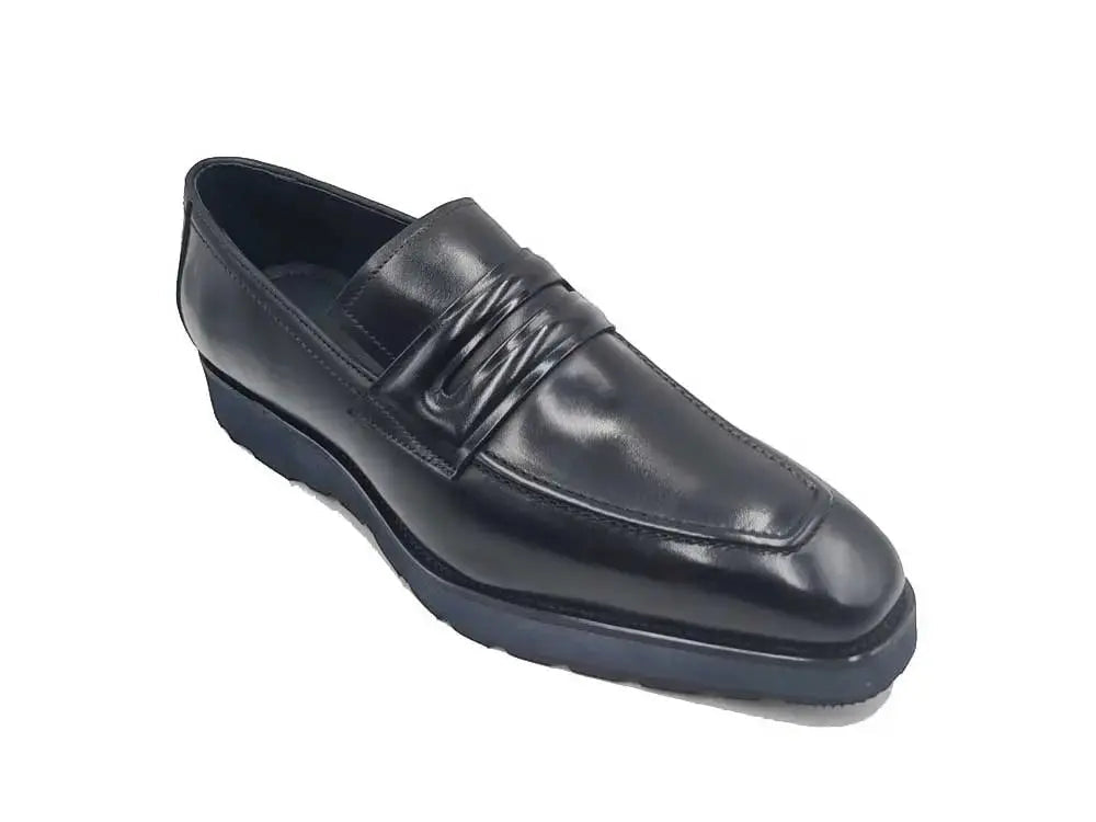 Carrucci Shoes Men's Hand Burnished Penny Loafer Chunky Sole Men’s Leather KS52