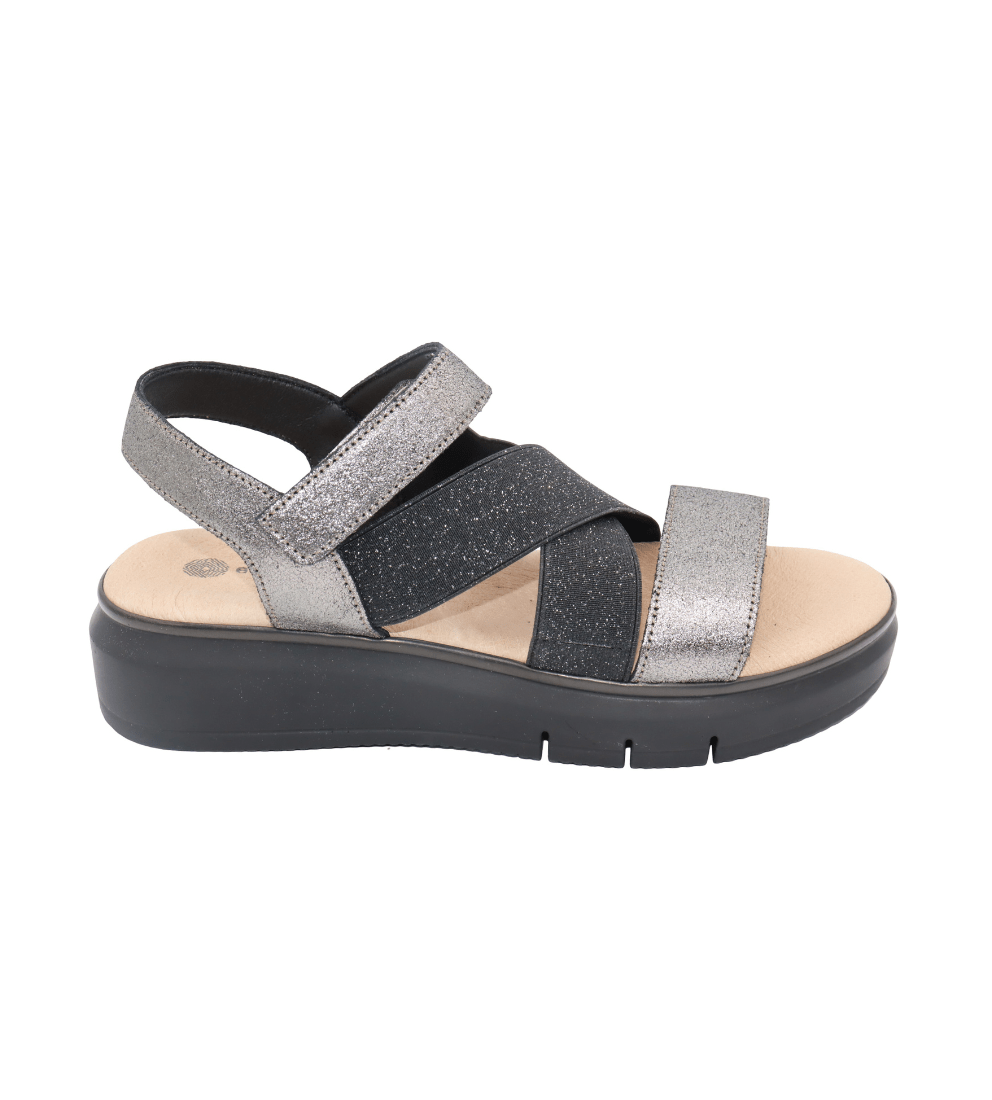 Eric Michael Libby Metallic Elastic Platform Sandal