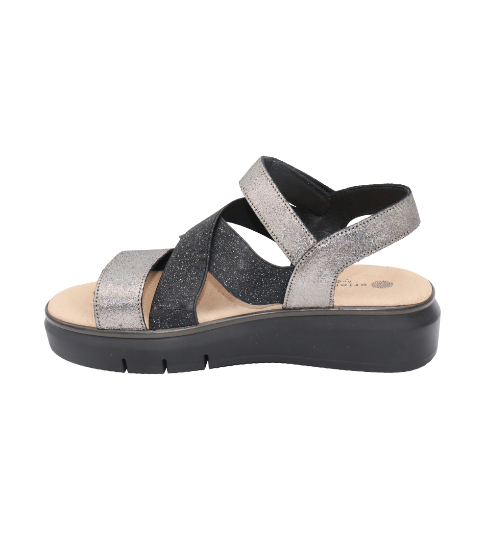 Eric Michael Libby Metallic Elastic Platform Sandal