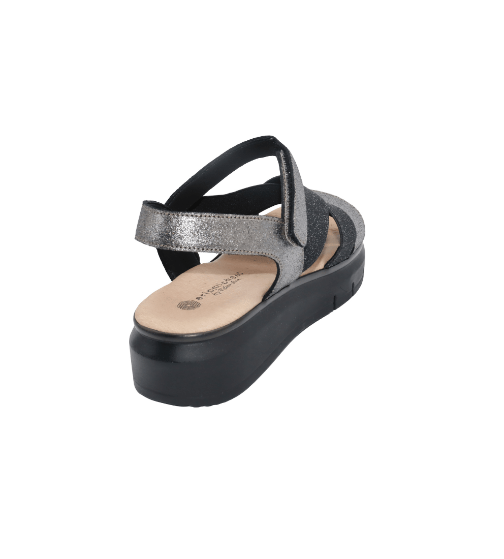 Eric Michael Libby Metallic Elastic Platform Sandal