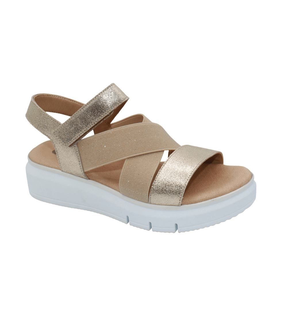Eric Michael Libby Metallic Elastic Platform Sandal
