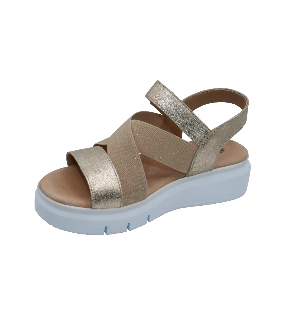 Eric Michael Libby Metallic Elastic Platform Sandal