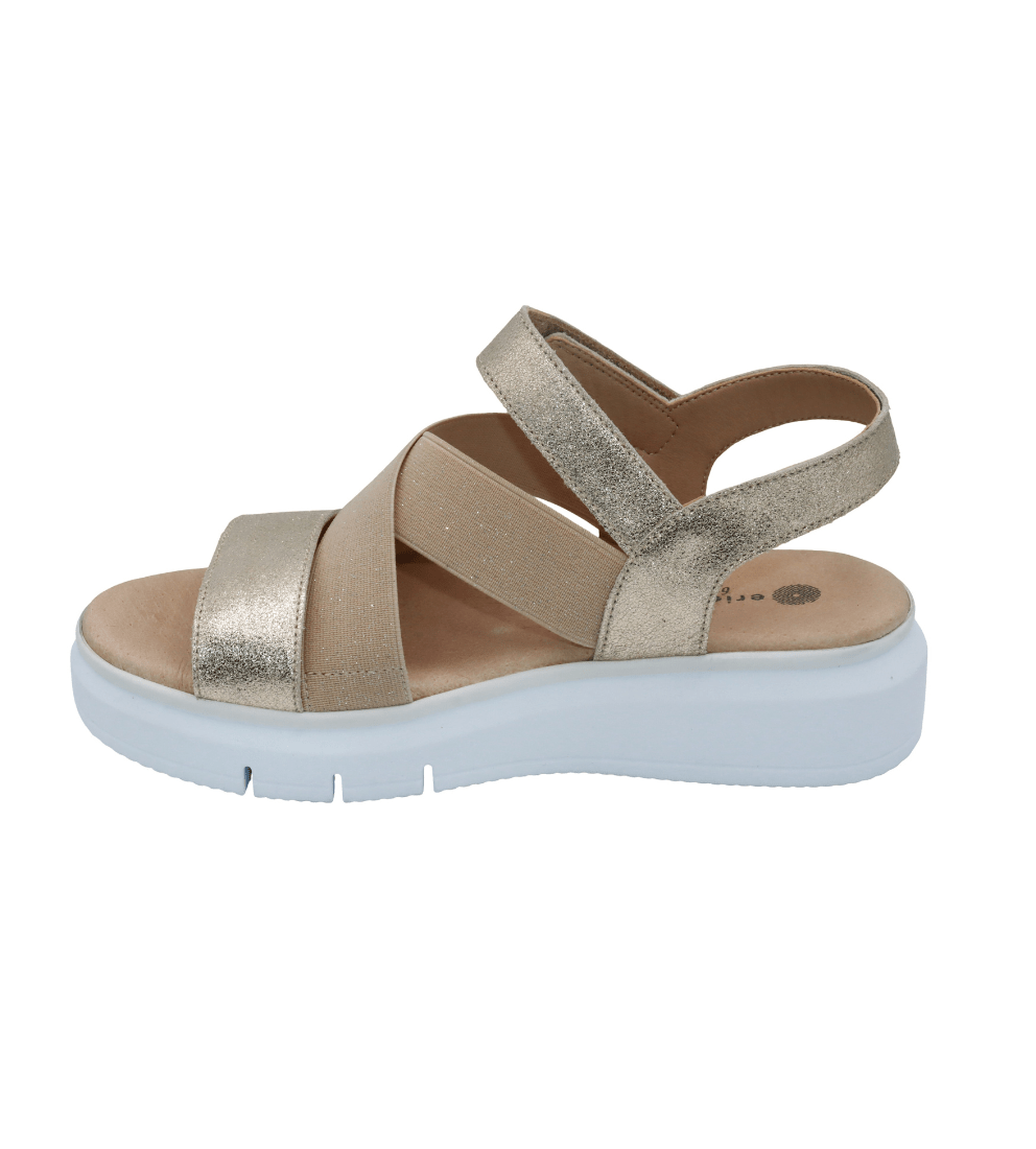 Eric Michael Libby Metallic Elastic Platform Sandal