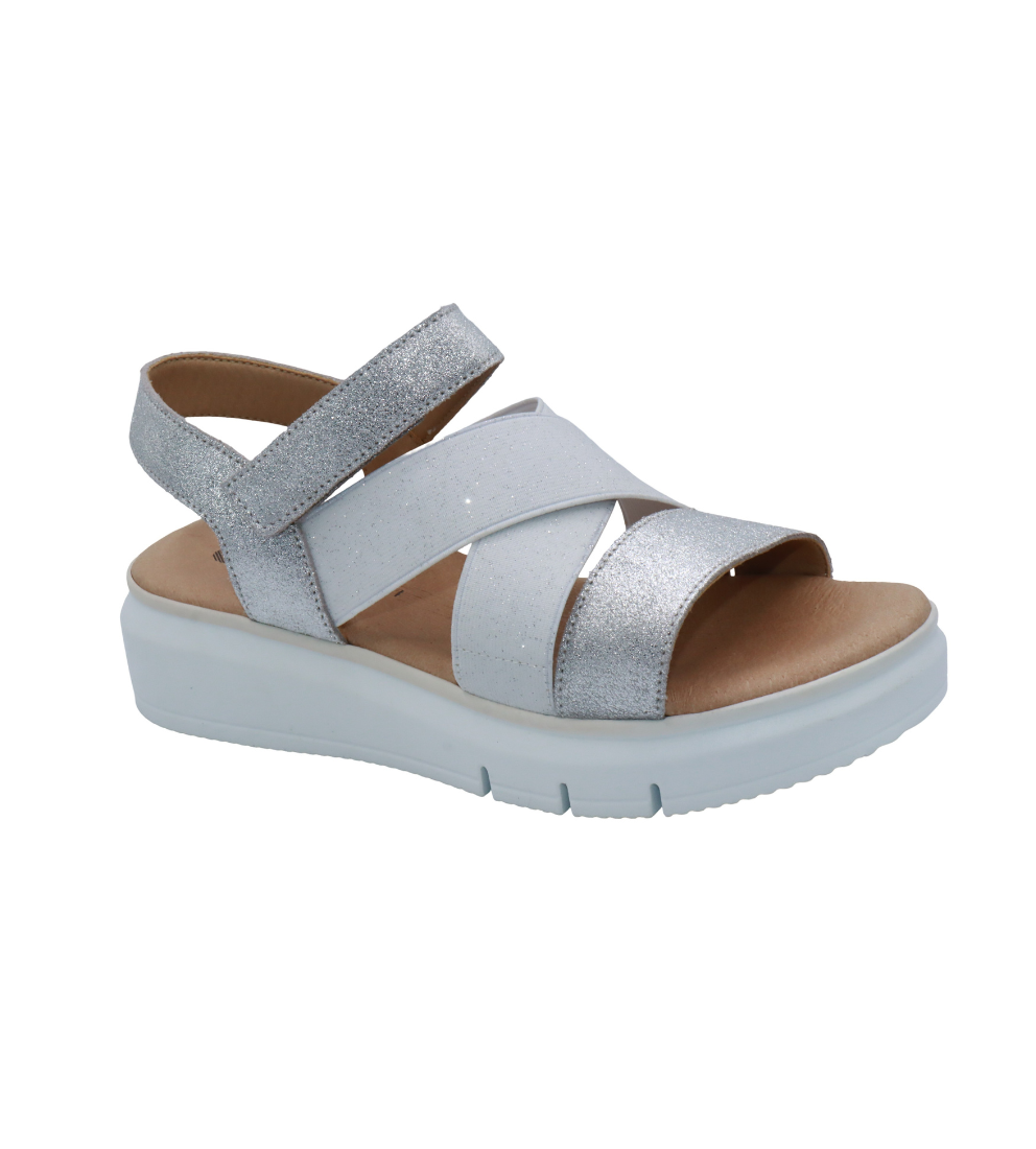 Eric Michael Libby Metallic Elastic Platform Sandal