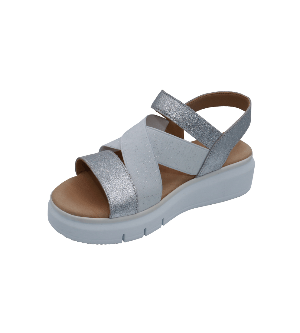 Eric Michael Libby Metallic Elastic Platform Sandal